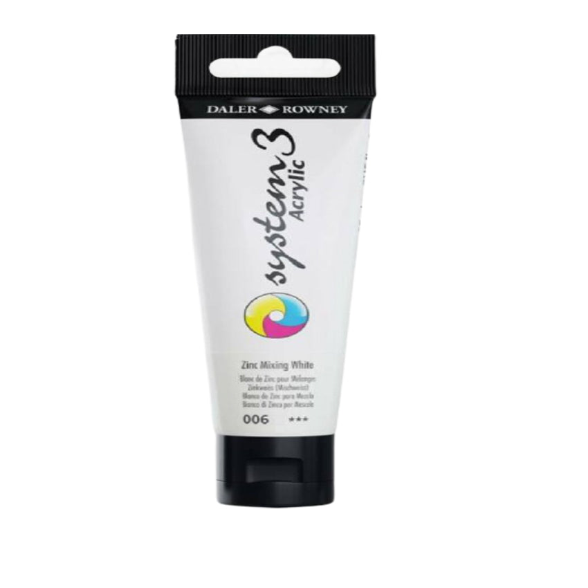 Daler Rowney System 3 Acrylic Paint 59ml (006 Zinc Mixing White) - Al Masam Stationery LLC Main image