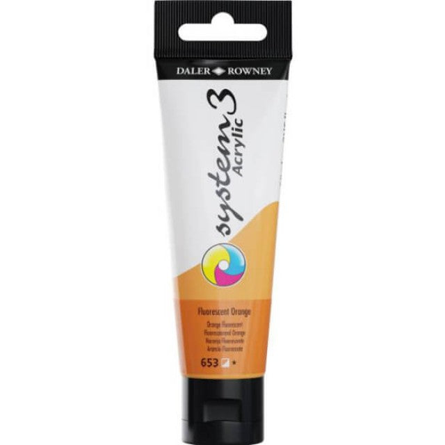 Daler Rowney System 3 Acrylic Paint 59ml Cadmium Fluorescent Orange - Al Masam Stationery LLC Main image