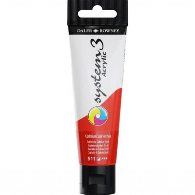Daler Rowney System 3 Acrylic Paint 59ml Cadmium Scarlet Hue - Al Masam Stationery LLC Main image