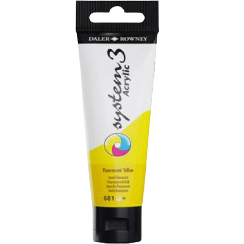 Daler Rowney System 3 Acrylic Paint 59ml Fluorescent Yellow - Al Masam Stationery LLC Main image