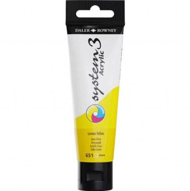 Daler Rowney System 3 Acrylic Paint 59ml Lemon Yellow - Al Masam Stationery LLC Main image