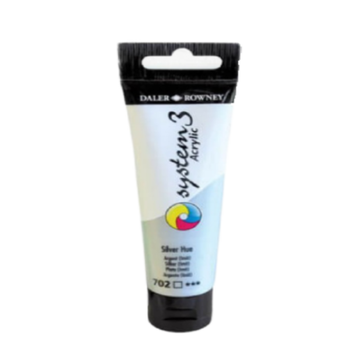 Daler Rowney System 3 Acrylic Paint 59ml Silver - Al Masam Stationery LLC Main image