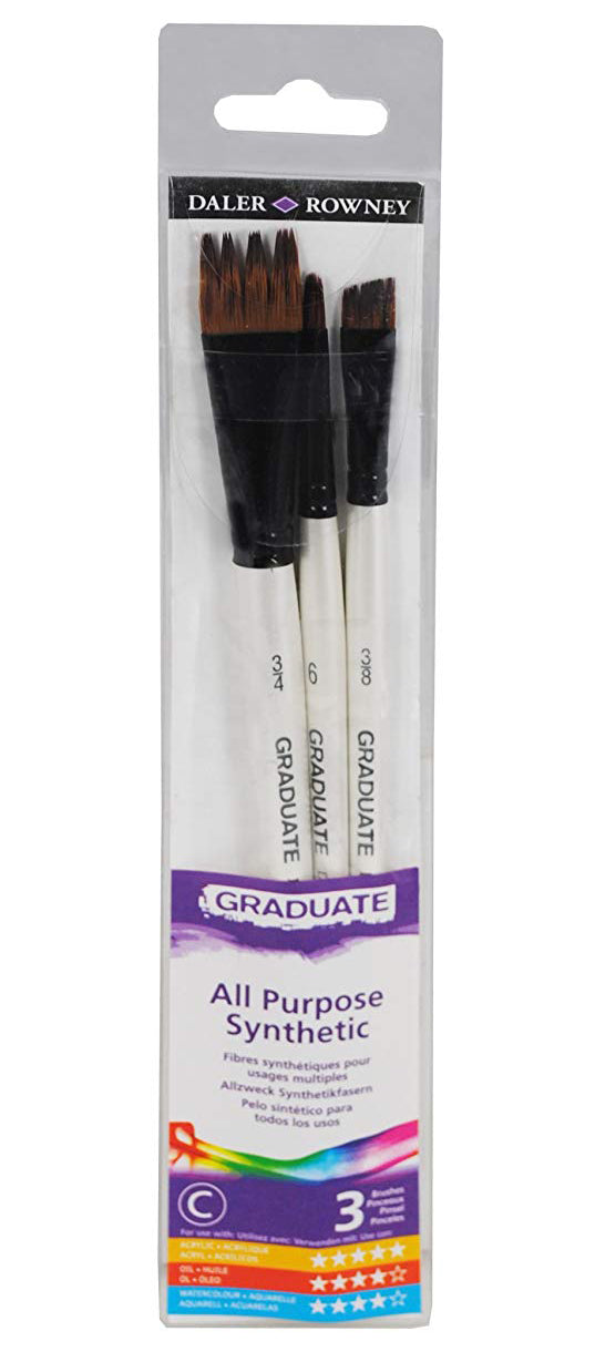 Daler Rowney Graduate Brushes Short Handle Synth Comb Brush Set - Al Masam Stationery LLC Main image