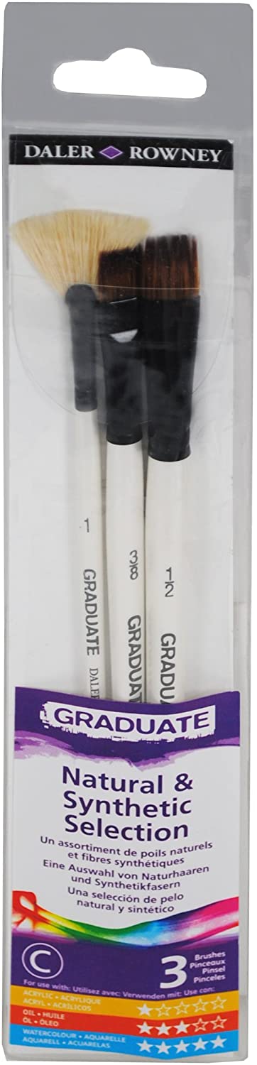 Daler Rowney Set Of 3 Graduate Synthetic Bristle Brushes - Al Masam Stationery LLC Main image
