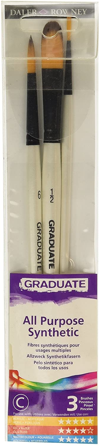 Daler Rowney Set Of 3 Synthetic Graduate Watercolor Brushes - Al Masam Stationery LLC Main image