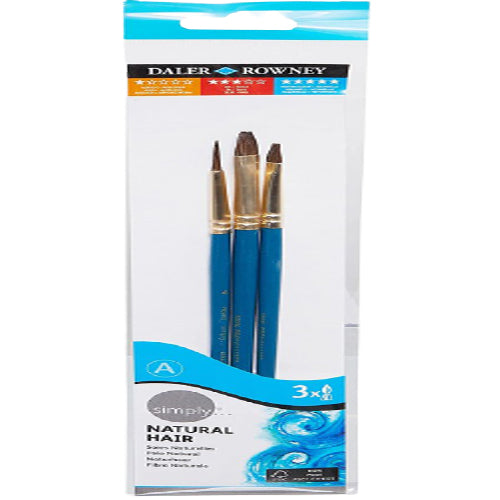 Daler Rowney Short Handle Hair Brush 3 Pieces 2 - Al Masam Stationery LLC Main image