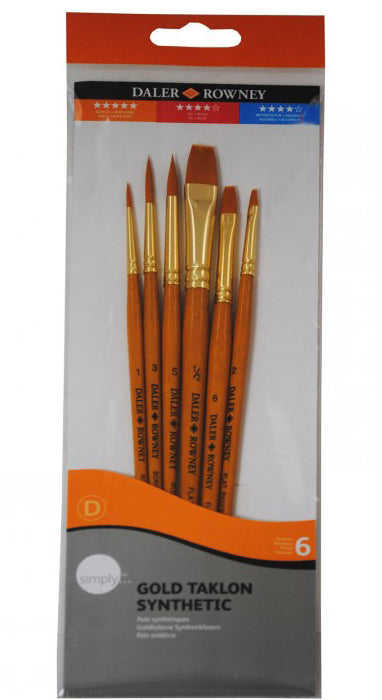 Daler Rowney Simply Short Handle Gold Taklon Brush Set # 2 Sh - Al Masam Stationery LLC Main image
