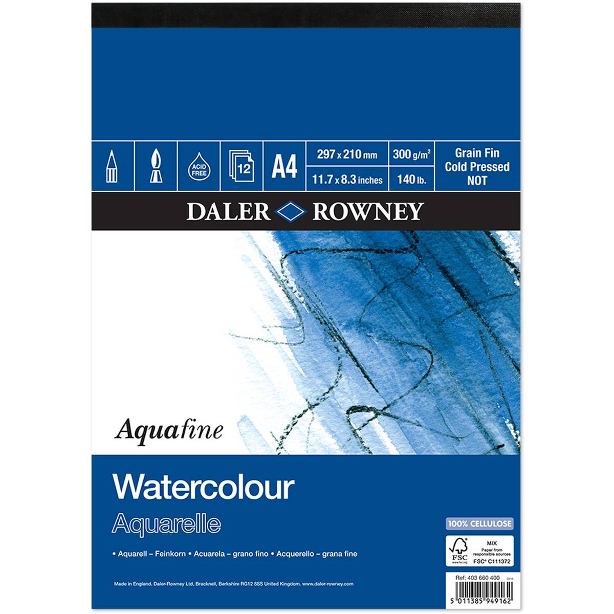 Daler Rowney Aquafine Watercolour Paper Pad Not Surface A4 - Al Masam Stationery LLC Main image