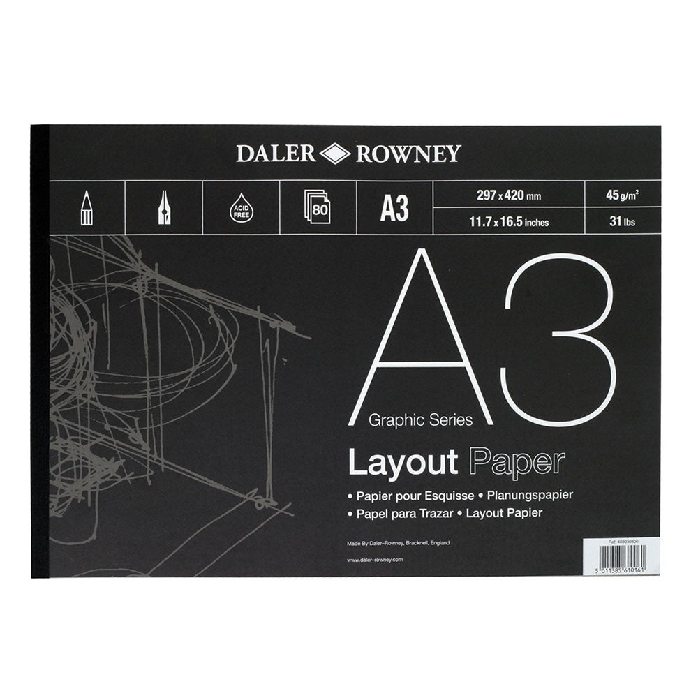 Daler Rowney Graphic Series Layout Pad 80sht 45gsm A3 - Al Masam Stationery LLC Main image