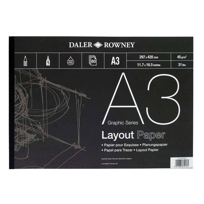Daler Rowney Graphic Series Layout Pad 80sht 45gsm A3 - Al Masam Stationery LLC