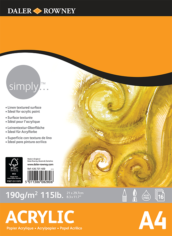 Daler Rowney Simply Acrylic Pad A4 - Al Masam Stationery LLC Main image