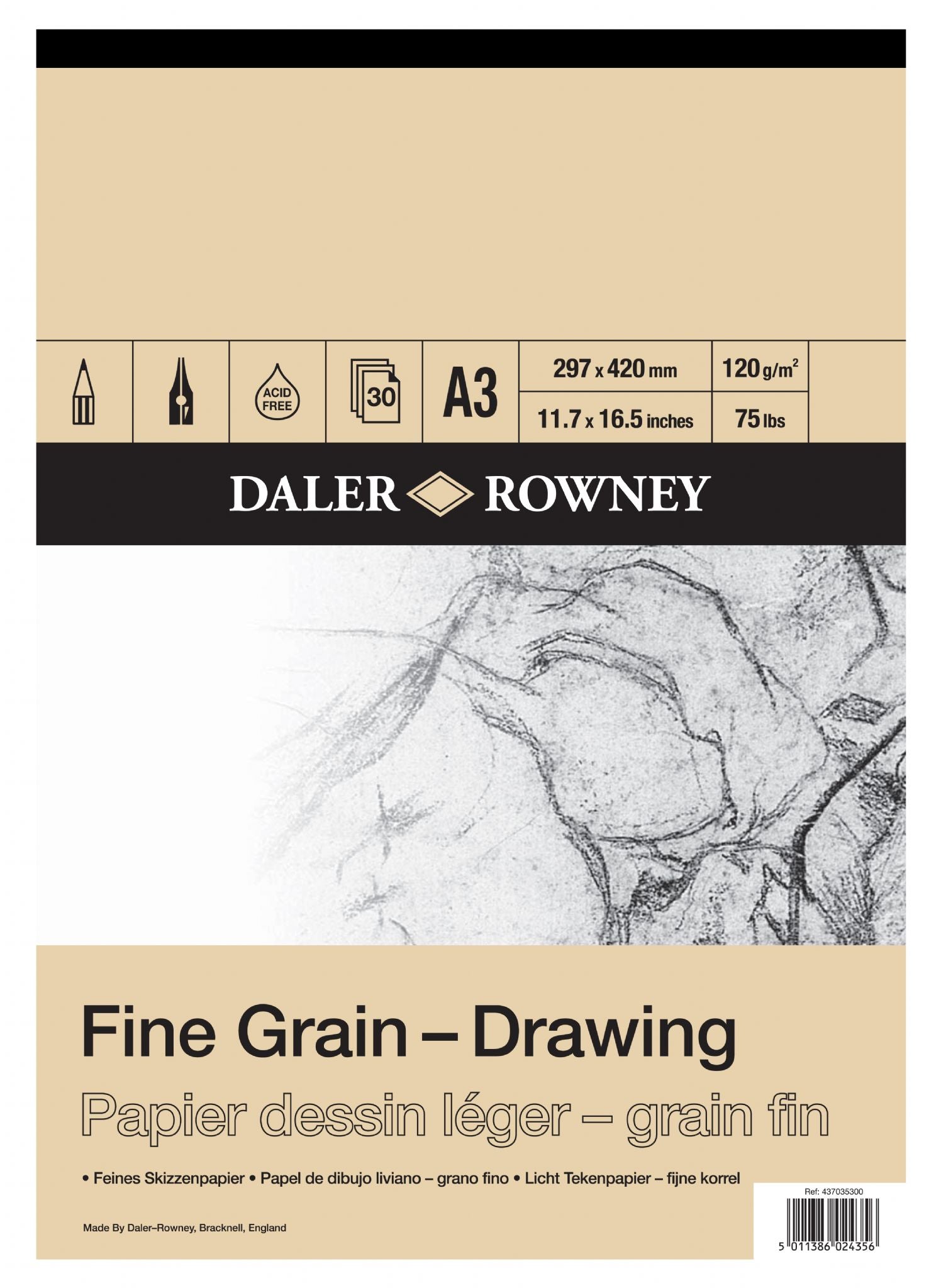 Daler Rowney Sketching Fine Grain Drawing Pad A3 - Al Masam Stationery LLC Main image