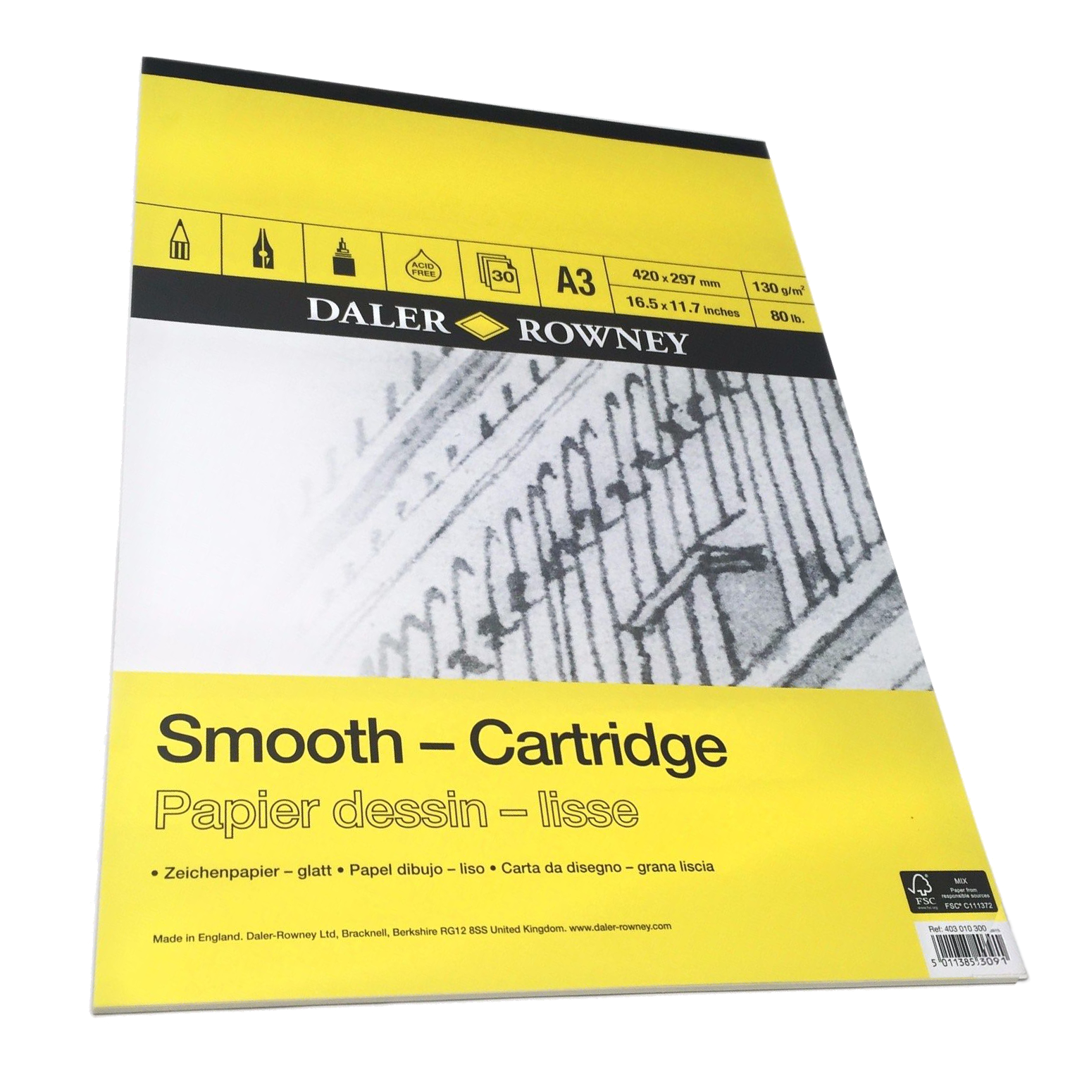 Daler Rowney Sketching Smooth Cartridge Pad Acid Free A3 - Al Masam Stationery LLC Main image