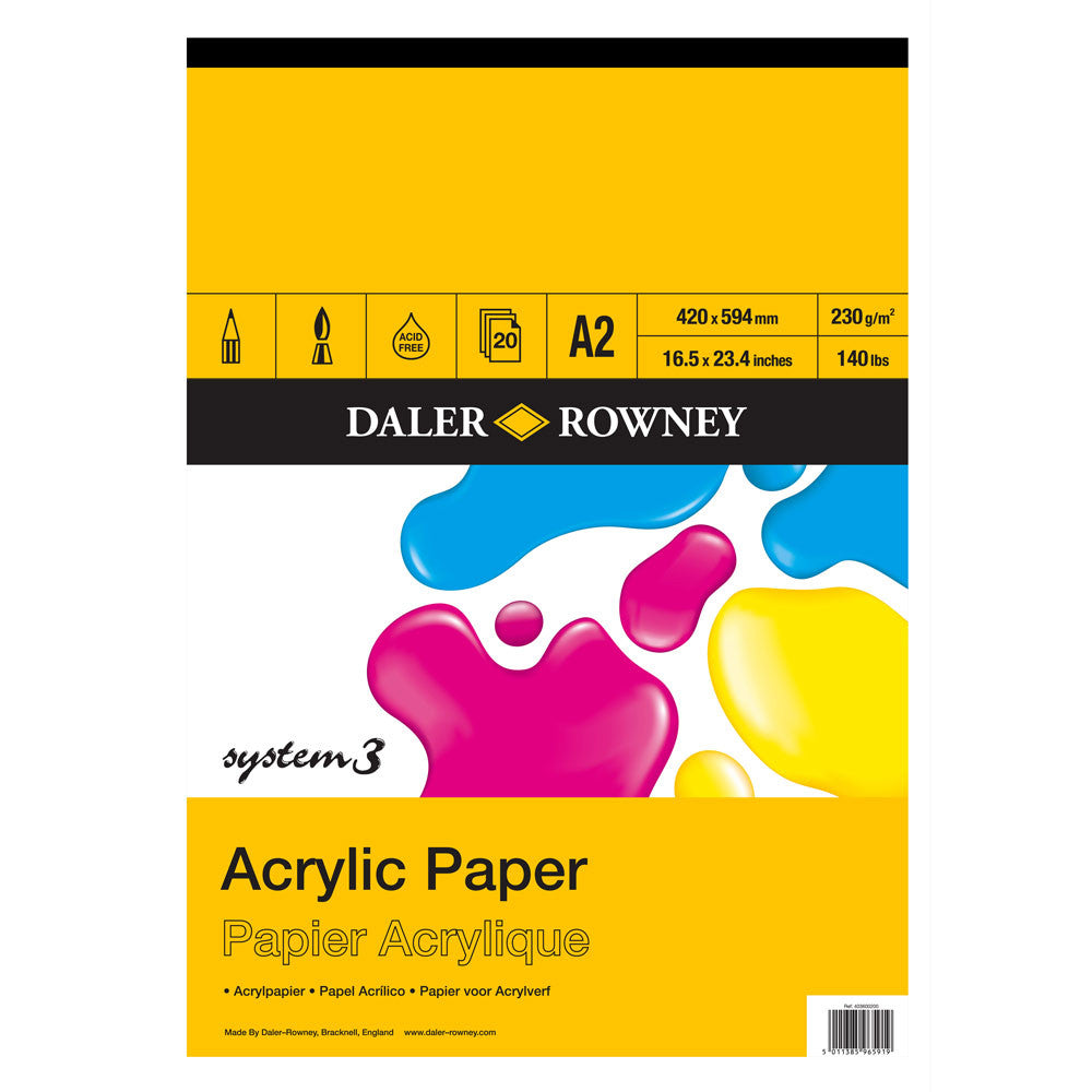 Daler Rowney System 3 Acrylic Pad 20sht 230g A2 - Al Masam Stationery LLC Main image