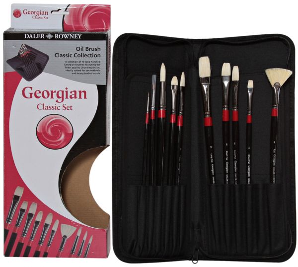 Brush Georgian Fine Art Zip Case 10 Brush Long Handle - Al Masam Stationery LLC Main image