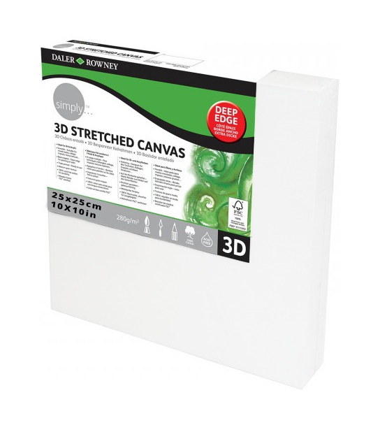 Daler Rowney 3D Stretched Canvas 25*25cm/10*10" - Al Masam Stationery LLC Main image