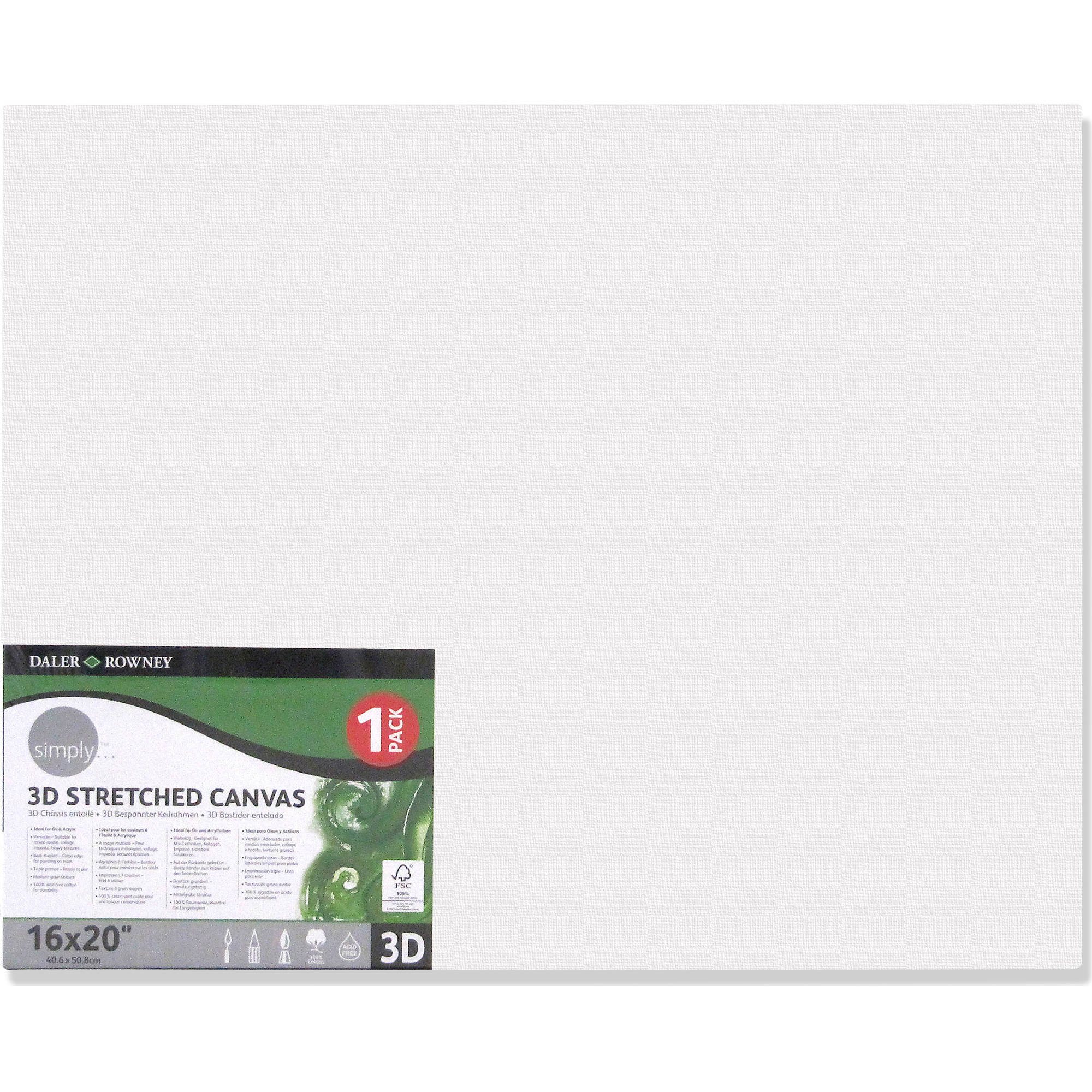 Daler Rowney 3D Stretched Canvas 40*50cm/16*20" - Al Masam Stationery LLC Main image