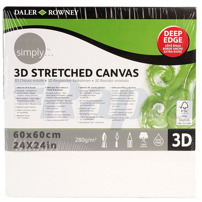 Daler Rowney 3D Stretched Canvas 60*60cm/24*24" - Al Masam Stationery LLC