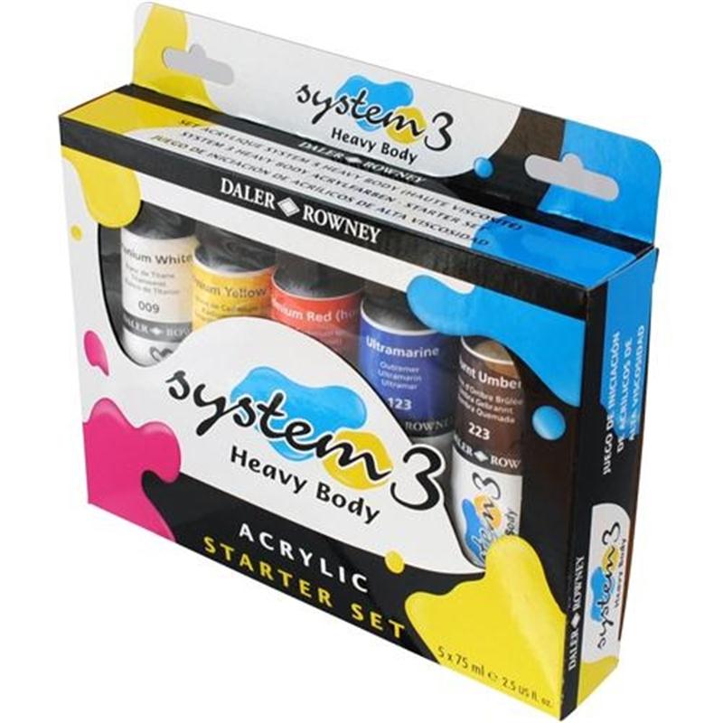 Daler Rowney Acrylic System 3 Heavy Body Starter Set A set of 5 x 75ml Secondary image
