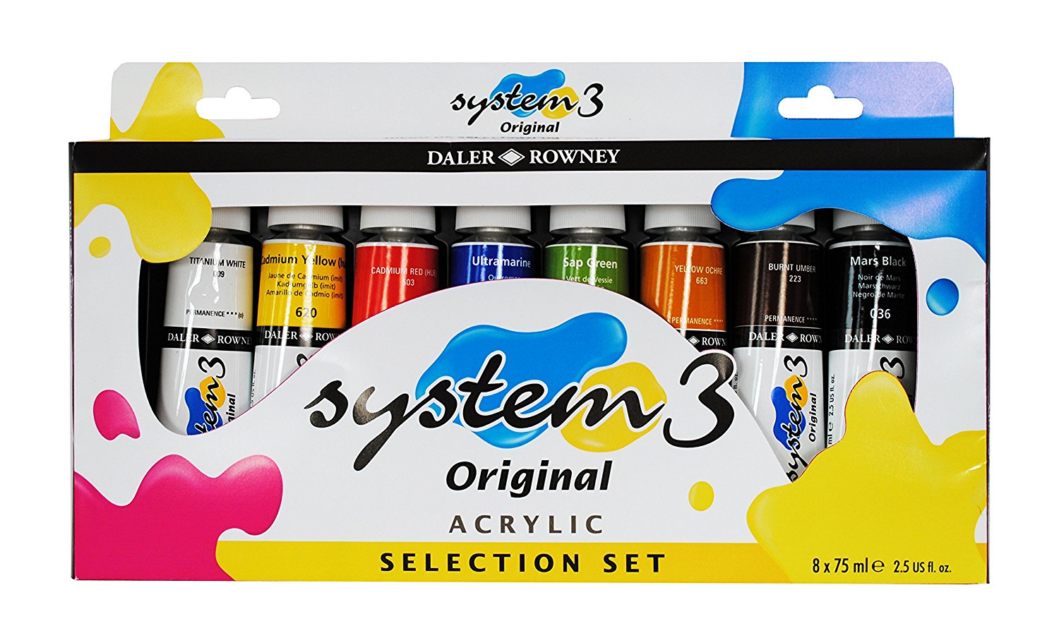 Daler Rowney Acrylic System 3 Original Set Selection 8 x 75ml - Al Masam Stationery LLC Main image