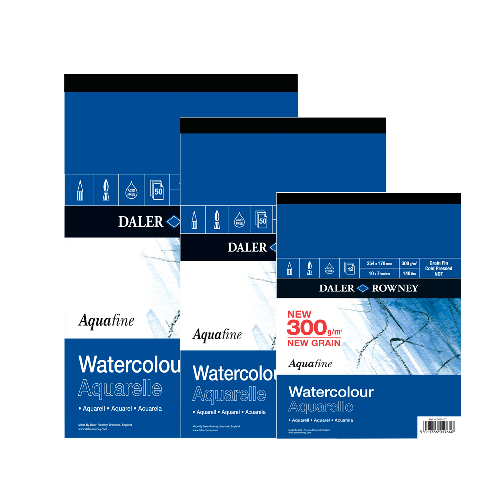 Daler Rowney Aquafine Watercolour pads (Not Surface) (300gsm/12sht) 20 x 40cm (7.8 x 15.6") - Al Masam Stationery LLC Main image