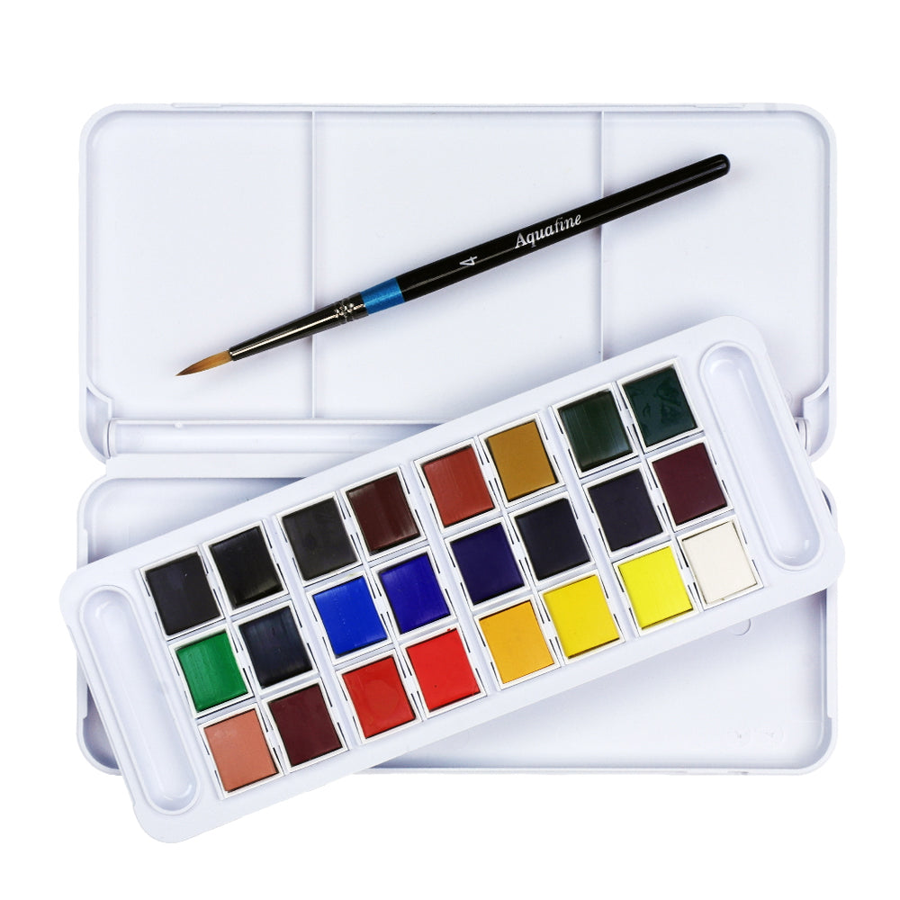 Daler Rowney Aquafine Watercolour Paint 24 Half Pan Set - Al Masam Stationery LLC Main image