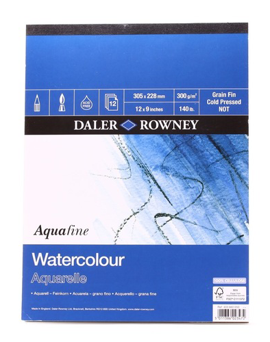 Daler Rowney Aquafine Watercolour Paper Pad Not Surface 12 x 9 Inch 305 x 229mm - Al Masam Stationery LLC Main image