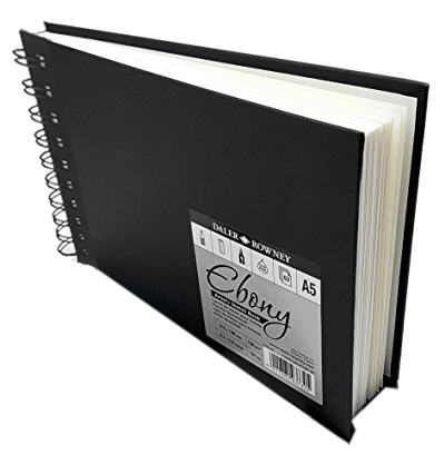 Daler Rowney Ebony Spiral Landscape Book White 50sht 160gsm acid free A5 - Al Masam Stationery LLC Main image