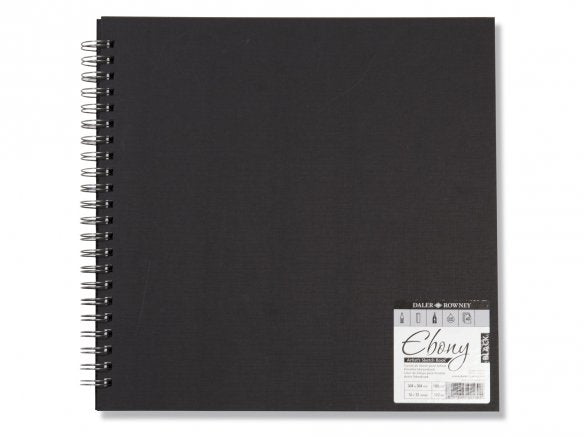 Daler Rowney Ebony Spiral Square Book Black 40sht 180gsm acid free 30*30cm - Al Masam Stationery LLC