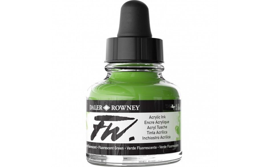 Daler-Rowney FW Ink 29.5ml Fluorescent GREEN - Al Masam Stationery LLC Main image