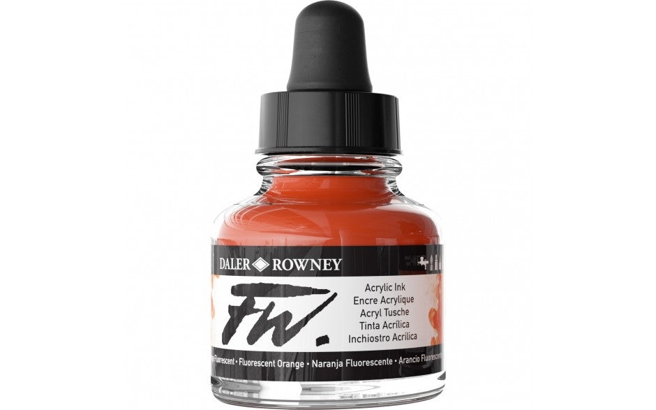 Daler-Rowney FW Ink 29.5ml Fluorescent ORANGE - Al Masam Stationery LLC Main image