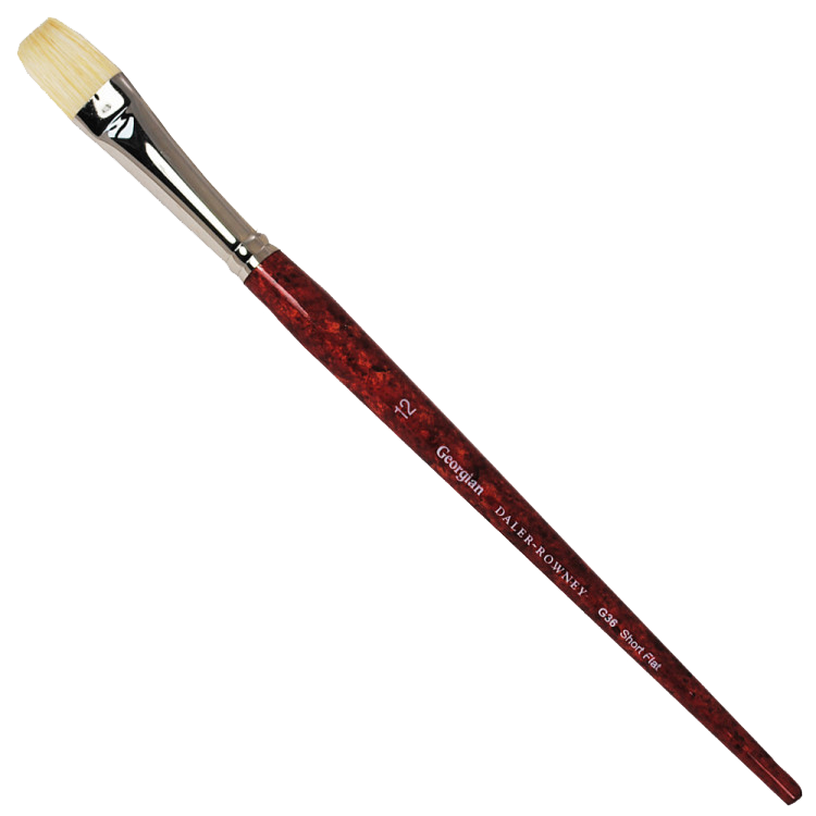 Daler Rowney Georgian Oil Brushes Series G36 Short Flat No. 12 - Al Masam Stationery LLC Main image