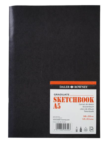 Daler Rowney Gloss Soft Cover Stapled Sketchbook Graduate 40sht 140g/m2 A5 - Al Masam Stationery LLC Main image