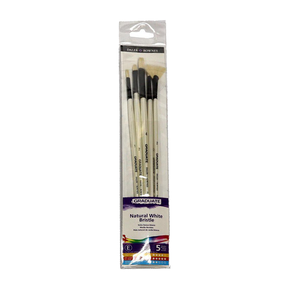 Daler Rowney Graduate Brush Long Handle Natural Bristle Bright Brush LH Set - Al Masam Stationery LLC Main image