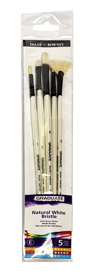 Daler Rowney Graduate Brush Long Handle Natural Bristle Bright Synth Brush LH Set - Al Masam Stationery LLC Main image