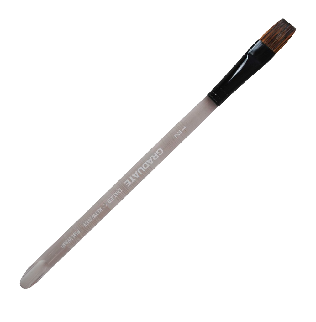 Daler Rowney Graduate Brush Short Handle Pony/Synthetic Flat Wash 1/2"x12mm - Al Masam Stationery LLC Main image