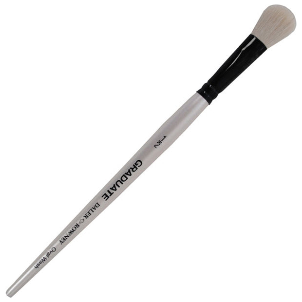 Daler Rowney Graduate Brush Short Handle-White Goat Oval Wash 1/2"=12mm - Al Masam Stationery LLC Main image