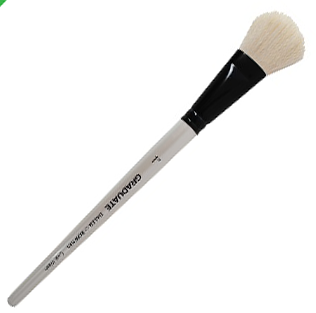 Daler Rowney Graduate Brush Short Handle-White Goat Oval Wash 1"=25mm - Al Masam Stationery LLC Main image