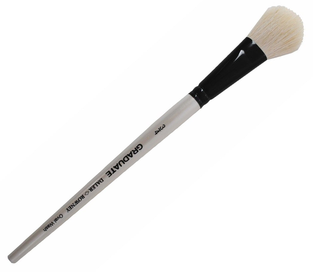 Daler Rowney Graduate Brush Short Handle-White Goat Oval Wash 3/4"=18mm - Al Masam Stationery LLC Main image