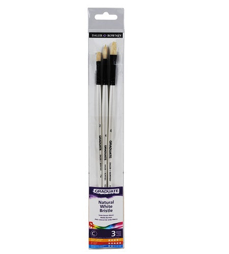 Daler Rowney Graduate Brush Wallet Long Handle Natural Bristle Bright - Synth 3 Brush Lh Set - Al Masam Stationery LLC Main image