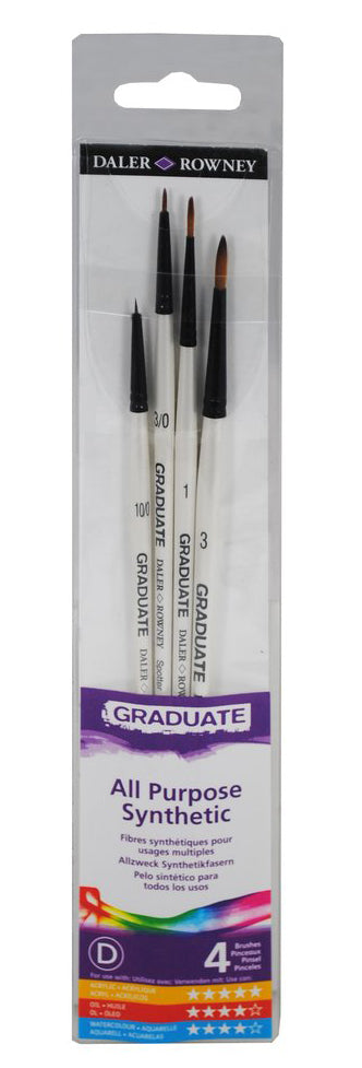 Daler Rowney Graduate Brushes Short Handle Synth Detail Brush Set - Al Masam Stationery LLC Main image