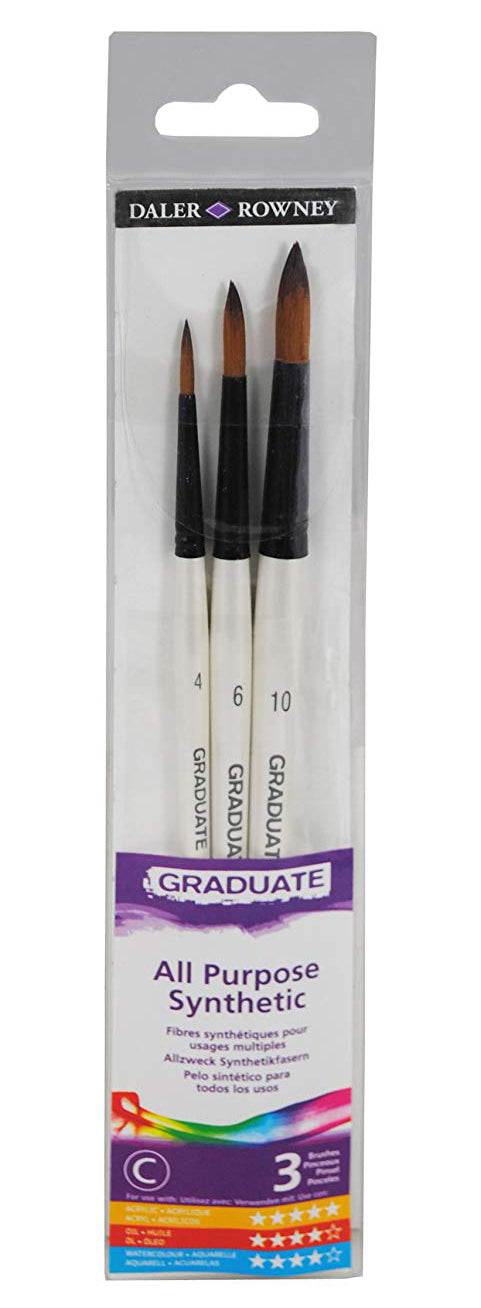 Daler Rowney Graduate Brushes Short Handle Synth Rounds Brush Set - Al Masam Stationery LLC Main image