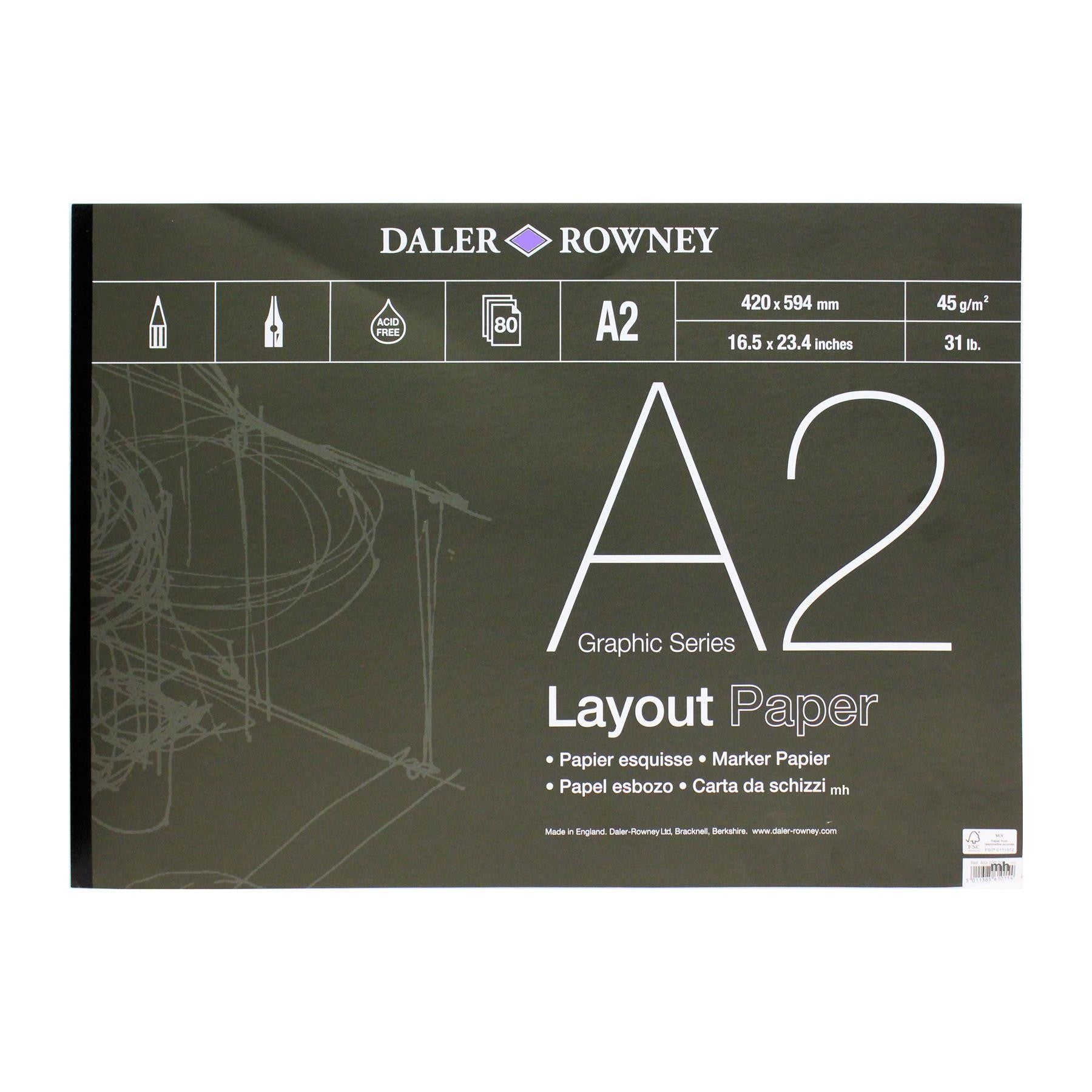 Daler Rowney Graphic Series Layout Pad 80sht 45gsm A2 - Al Masam Stationery LLC Main image