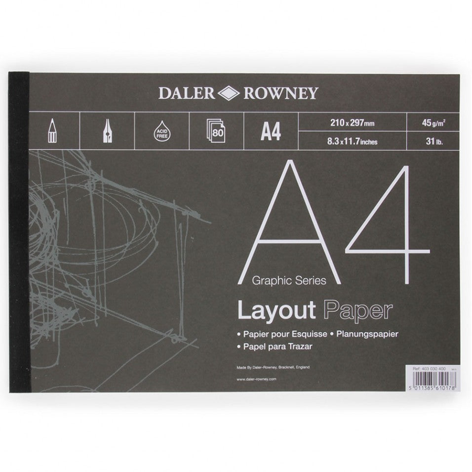 Daler Rowney Graphic Series Layout Pad 80sht 45gsm A4 - Al Masam Stationery LLC Main image