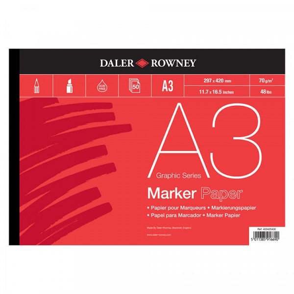 Daler Rowney Graphic Series Marker Pad 50sht 70gsm A3 - Al Masam Stationery LLC Main image