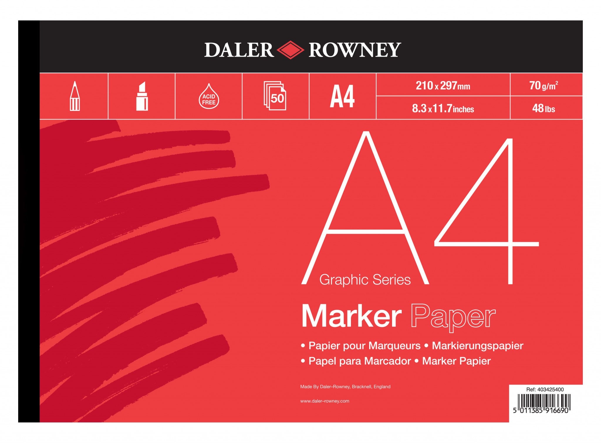 Daler Rowney Graphic Series Marker Pad 50sht 70gsm A4 - Al Masam Stationery LLC Main image