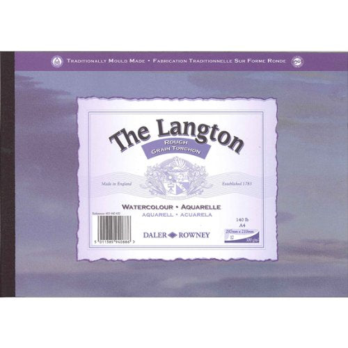 Daler Rowney Langton Watercolour Pads Rough Surface 12sheets/300gsm A4 - Al Masam Stationery LLC Main image