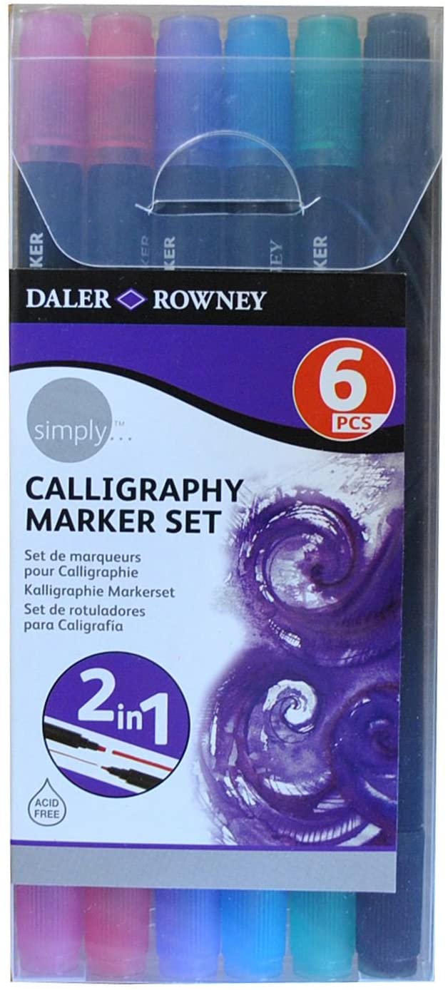 Daler Rowney Simply 6 Pen Calligraphy Marker Set - Al Masam Stationery LLC Main image