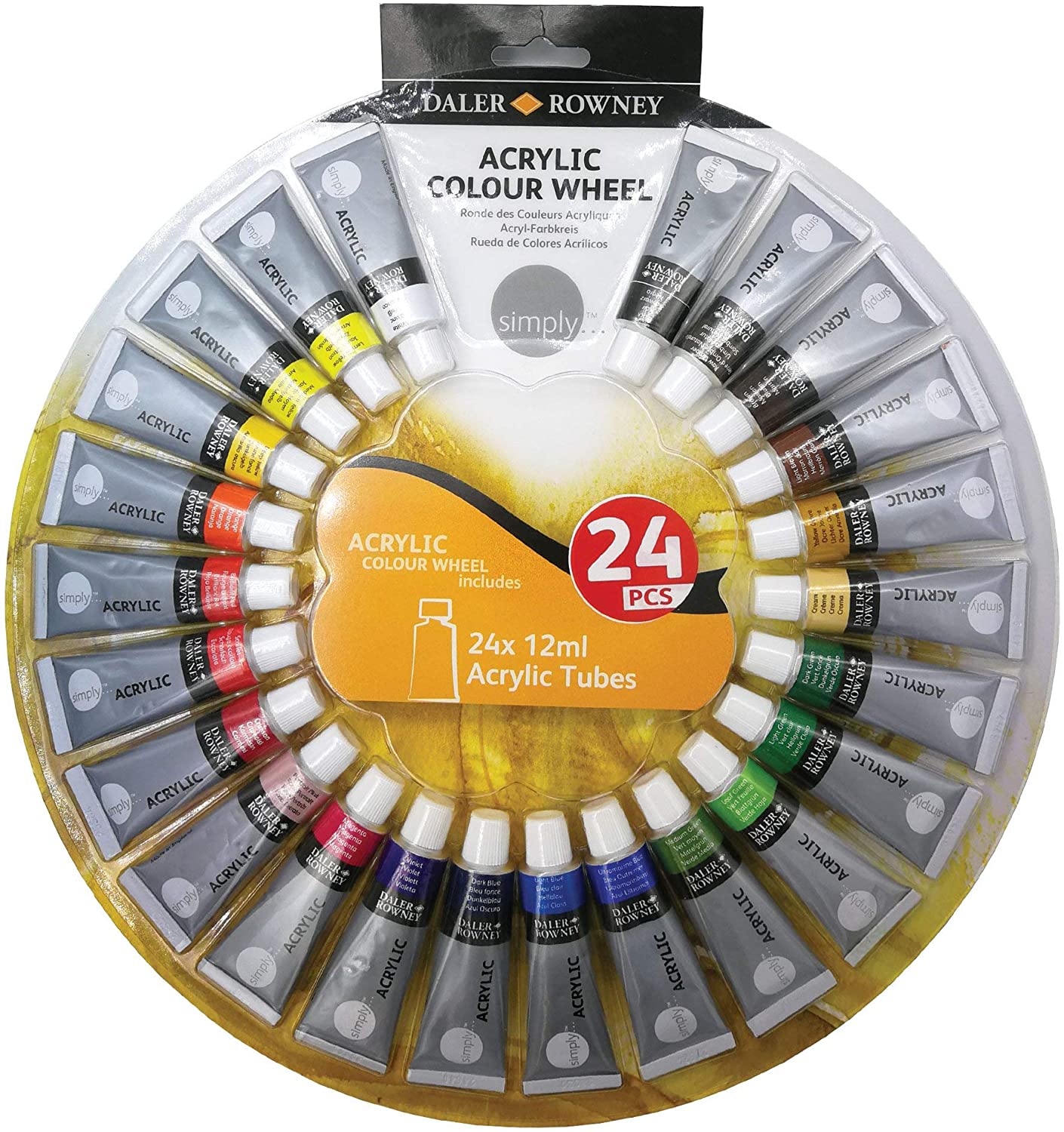 Daler Rowney simply acrylic colour wheel paint set of 24 tubes of 12ml colours - Al Masam Stationery LLC Main image