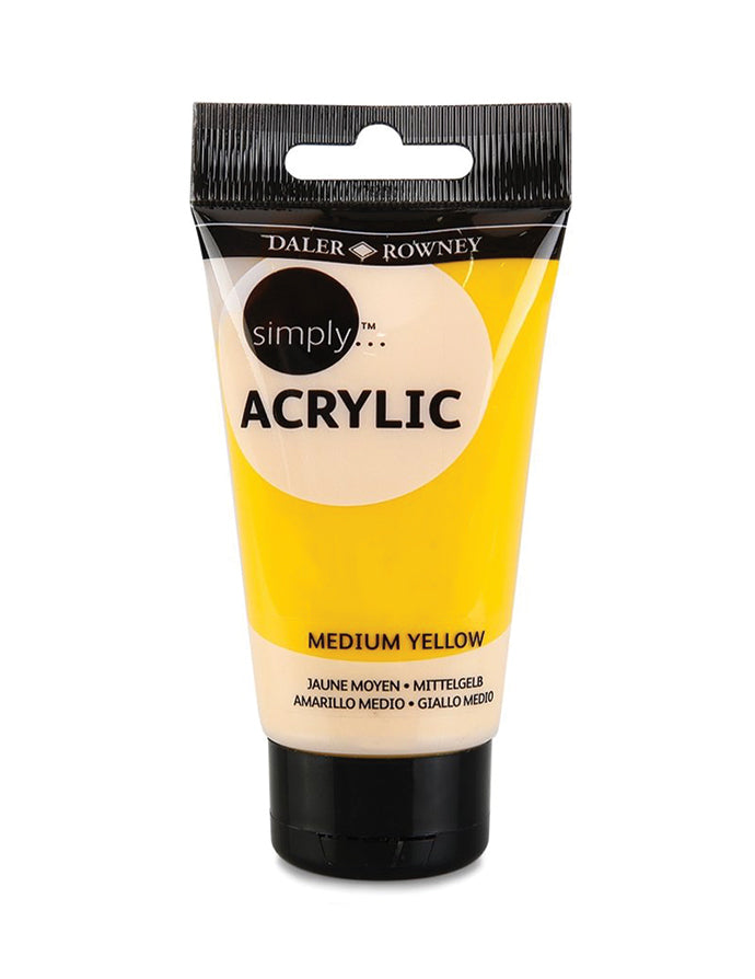 Daler Rowney Simply Acrylic Paint - 75 ml - 684 Medium Yellow - Al Masam Stationery LLC Main image